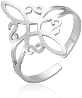 LIKGREAT Celtic Knot Ring Irish Adjustable Ring Ancient Celtic Open Ring Quaternity Celt Lucky Protection Amulet Stainless Steel Jewellery for Men Women