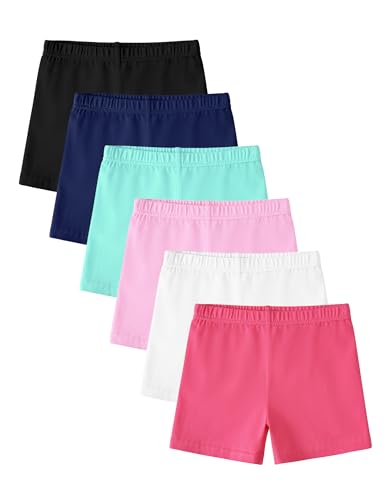 Witwot 6 Pack Baby Girl Bike Shorts Toddler Girls Cotton Dance Short Pants for Kids Solid Athletic Summer Cloth Size 18M-5T