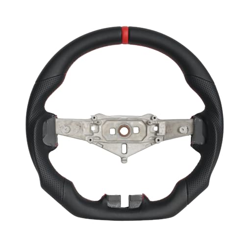 JIANGGAI D-Shaped Flat Bottom Perforated Leather Grip Steering Wheel, Full Leather Steering Wheel Fit For Jeep wrangler JK 2011-2017