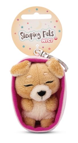 Schlüsselanhänger Sleeping Pets Hund hellbraun 8cm