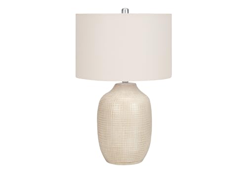 Monarch Specialties 9704 LightingTable Lamp, Cream Ceramic, Ivory Shade, Contemporary