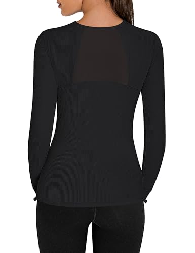 BMJL Women's Long Sleeve Crop Workout Shirts Slim Fit Breathable Mesh Gym Athletic Running Hiking Tops2