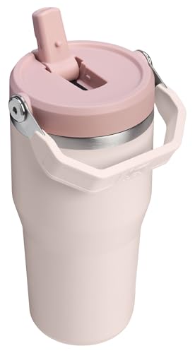 Image of STANLEY IceFlow 2.0 Flip Straw Tumbler with Handle 20 oz | Twist On Lid and Flip Up Straw | Leak Resistant Water Bottle | Insulated Stainless Steel | BPA-Free | Rose Quartz 2.0
