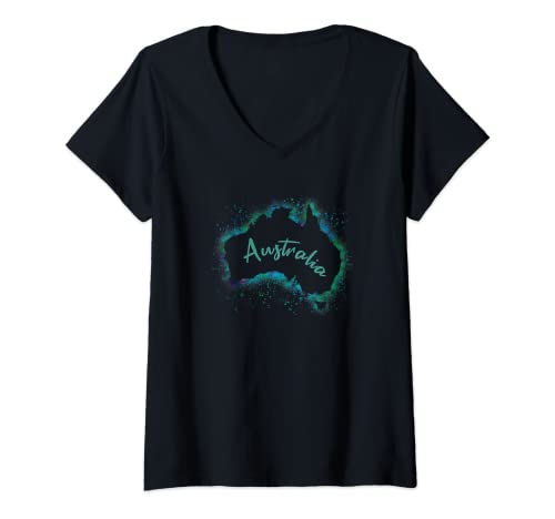 Mujer Australia Mapa del mundo Continente Nueva Zelanda Australia Camiseta Cuello V