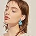Handmade Circle Round Dangle Drop Earrings for Women Girls Colorful S925 Sterling Silver Post Disc Coin Geometric Aesthetic Statement Earrings for Women Gift for Her (Lake Blue)