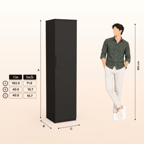 Image of COUCH CULTURE Adona Engineered Wood Wardrobe for Clothes with 1 Door | Storage Organizer | Storage Cabinet for Kitchen | Multipurpose Almirah for Bedroom, Living Room | 1 Year Warranty - Wenge