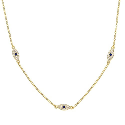 Collier mauvais œil argent 925 femme avec pendentif protection zircone bleue