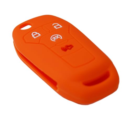 Image of Silicone Rubber Key Fob Covers Protector for Ford F150 F250 F350 F450 F550 Raptor Ranger Transit Fusion Bronco Lightning Maverick XLT (Flip Key)