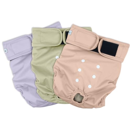 Image of Washable Female Dog Diapers - Premium Reusable Diapers for Doggie in Heat - Highly Absorbent Dog Diapers Female for Pet Incontinence with Adjustable Snaps Pink, XXL