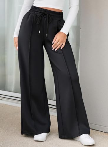Image of Q - RIOUS Women's Wide Leg Drawstring Relaxed Fit Trouser