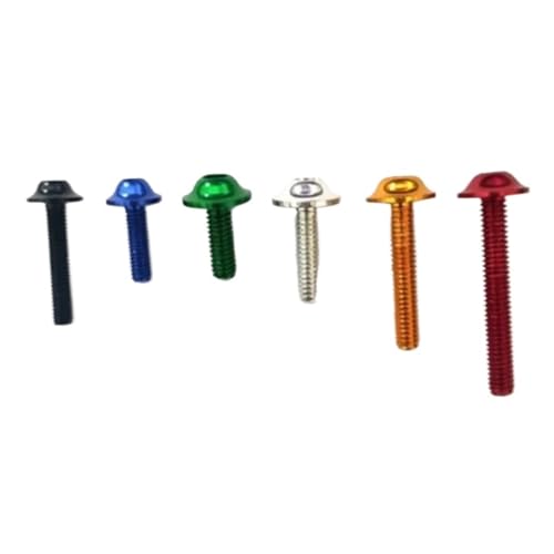 10 tornillos de cabeza semicircular de aluminio, de colores, M5 y M6, con arandelas y cabeza hexagonal interior.(M5x20,Red)