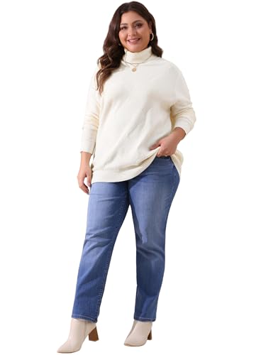 Image of Agnes Orinda Plus Size Pullover Sweaters for Women Lightweight Long Sleeve Turtleneck Novelty Sweater