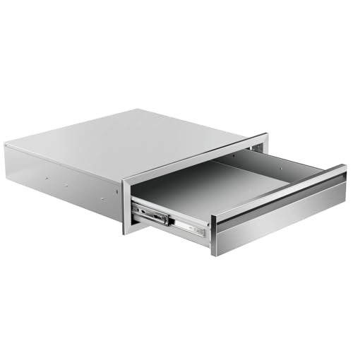 Outdoor Kitchen Drawers 24" W x 6.5"H x 23"D Stainless Steel Drawer BBQ Single Drawers with Hidden Handle for Outdoor Kitchen Island, Patio Grill Station
