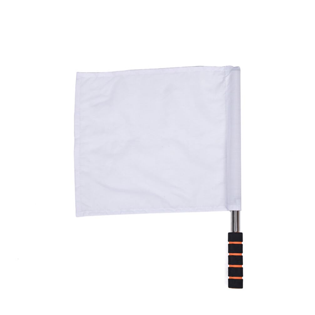PRETYZOOM Drapeaux D'Arbitre Sportif 4Pcs Drapeau À Main Blanc Avec Poteau En Acier Inoxydable Pour Football Volley-Ball