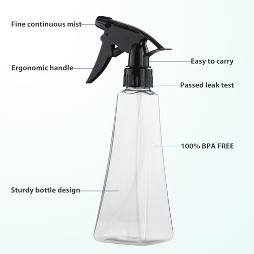 Spray Bottles 12 Oz.Mist/Stream, Plastic Water Spray Bottle for Hair, Plants, Cleaning, Cooking, BBQ, Pet - Empty Spray Bottles - Leak Proof - BPA-Free - Multicolor - Image 5