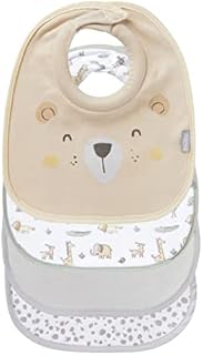 Nuby Snug and Dry Bibs Organic Cotton Machine Washable Padded Neckline (Pack of 4) 048526999460 One Size