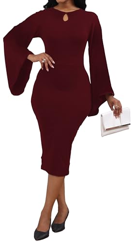 Image of SeNight Women's Elegant Dress Bodycon Work Business Pencil Dresses