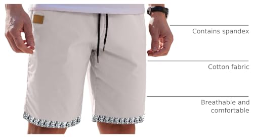 Image of COOFANDY Mens Casual Shorts Cotton Elastic Waist Drawstring Shorts Lightweight Summer Beach Shorts