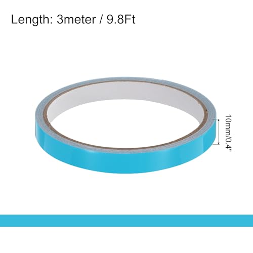 Image of uxcell 4Rolls Glow in The Dark Tape, 0.4 inch x 9.8 ft Fluorescent Adhesive Tape Luminous Tape for Stairs, Walls, Steps, Exit Sign, Home Decoration, Sky Blue
