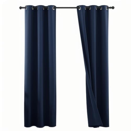 Image of NICETOWN Complete 100% Blackout Curtains, Thermal Insulated & Energy Efficiency Window Draperies for Guest Room, Full Shading Panels for Shift Worker and Light Sleepers, Navy, 42W x 84L, 2 Pcs