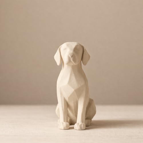 Image of Eco-Friendly Dog Statue - Modern Home Decor Accent | Minimalist Pet-Inspired Sculpture for Living Room, Office & Gifts (Beige)