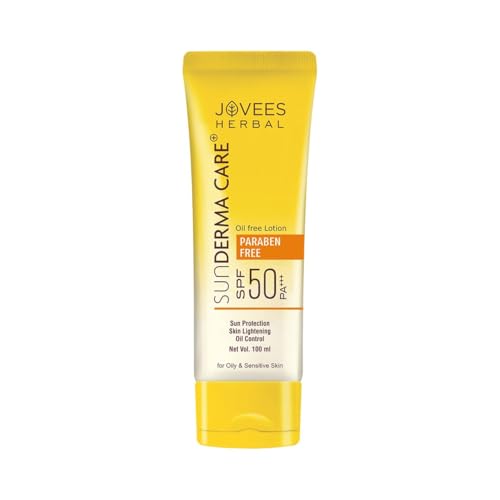 Jovees Herbal Sun Derma Care Lotion SPF 50 PA+++ Broad Spectrum, UVA/UVB Protection | Oil Free, Quick Absorption & Lightweight | Sunscreen For Men/Women 100ml