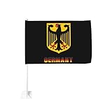 Coat Of Arms Of Germany German Car Flag Window Clip Flag 18 X 12 Inch Polyester Double Side Printing Uv Protection Vivid Color For Car Truck Decoracion (Not Including The Flagpole)