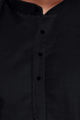 Image of DIVISIVE Men's Plain Cotton Blend Linen Slim Fit Kurta Pyjama Set