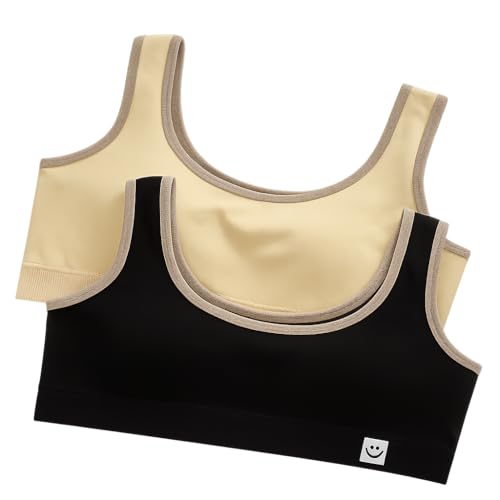 Image of Celary Cotton Girl's Sports Bra|Beginner Training Bra for Teens|Soft-Padded Wireless Seamless Crop Top|Teen Age Bra for Girls Age 12 to 17 Years|2 Piece Combo
