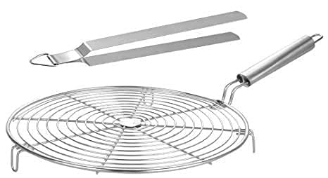 BishtHub Wire Round Handle Roaster With Chimta Steel Cooking Tong Roti Chapati, Papad Jali Paneer Grill, Roti Maker, Barbeque Jali Roaster Kitchen Tool, 2 Combo Set- 8 Inch