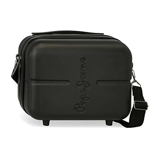 Pepe Jeans Highlight Trousse de toilette adaptable avec bandoulière noire 29 x 21 x 15 cm rigide ABS 9,14 L