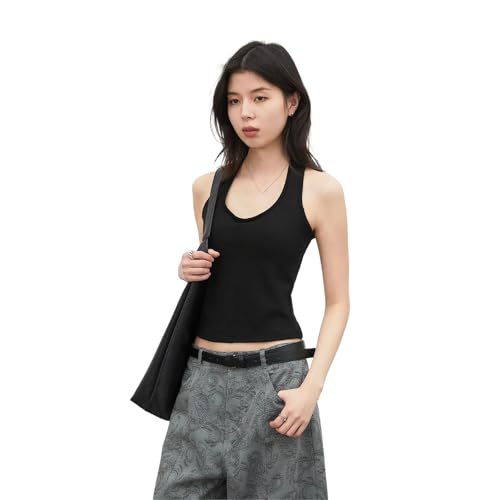 Gilet col en U pour femme GUOYUXIAO en maille légère sans manches pour le printemps