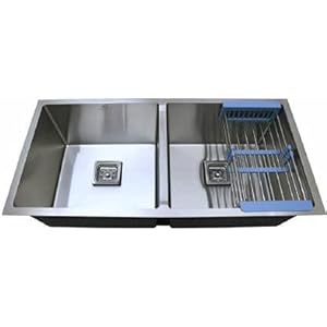 Happy Homes (45x20 x10)"-Inch Luxury 304 Grade Stainless Steel Double Bowl Kitchen Sink (Silver) (Polished Finish)