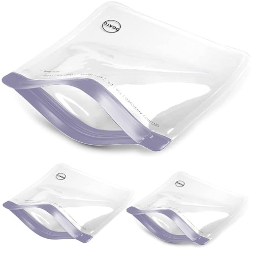 3 peças – Bolsa de higiene pessoal aprovada pela TSA – Nossas bolsas de higiene transparentes de tamanho de 1,5 litros são aprovadas em segurança em todo o mundo para líquidos e cosméticos – 100% 3-1-1 – Bolsas de viagem transparentes para produtos de higiene pessoal – Ogato, Violeta, Pacote com 3