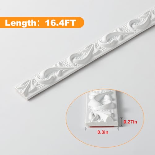 0.8" x16.4FT White Peel and Stick Crown Molding Trim - Flexible PVC Molding for Mirror Frames, Wall Decor & Furniture Accents - Image 3