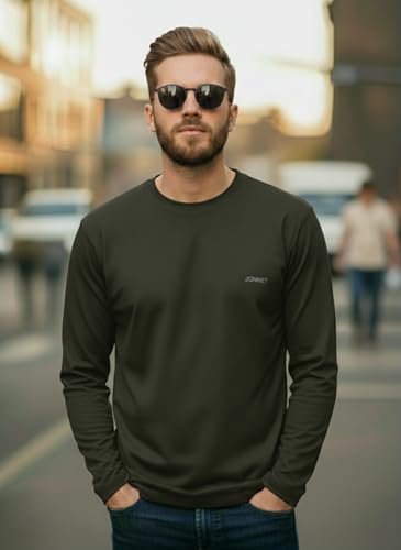 Image of Mack Jonney Men's Black Polyester Dry-Fit Full Sleeve T-Shirt | Stretchable Sports Gym Wear | Lightweight Casual Activewear Tshirt-JMAK-1