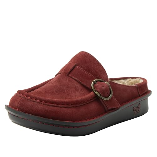 Image of Alegria Women's Brigid Leather Moc Toe Open Back Clog with Heel Cup