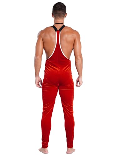Sexy Santa Outfit for Men Soft Velvet Santa Claus One Piece Sleeveless Pajamas Jumpsuits Nightwear4
