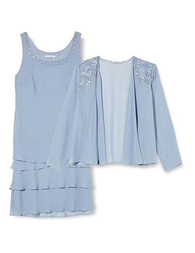 Gina Bacconi Lace Shoulder Bead Tier Jacket Dress Vestido de cóctel, Hortensia, 50 para Mujer