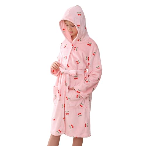 Image of V.&GRIN Girls Fleece Hooded Robe, Soft Unicorn Bathrobe for Kids 5-14 Years