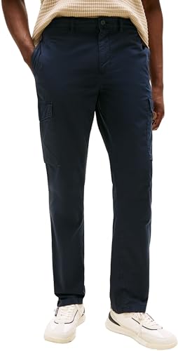 Tommy Hilfiger Pantalones Cargo Hombre Denton Twill con Bolsillos, Azul (Desert Sky), 34W/31L