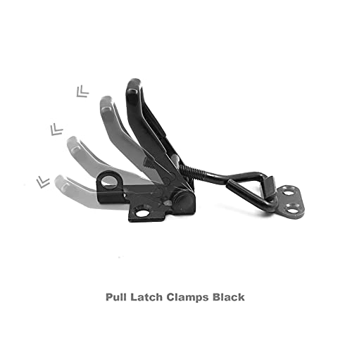2 Pack Adjustable Black Toggle Clamp Latch(4002) Heavy Duty 550 lbs Capacity Toggle Latch & Quick Release Metal Pull Latches, Easy to Install for Lid Box Case Door Smoker(come with 10pcs 0.78" Screws)