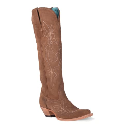Corral Sand Suede with Embroidery 15 inch Snip Toe Women's Boots A4438