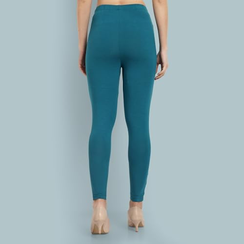 Image of ONE SKY Women Ankle Length Leggings | Premium Cotton Modal Spandex Blend | High Waist Stretchable & Bio-Washed Fabric | Colour-Lock | Ethnic Leggings for Women