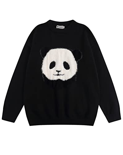 Niepce Inc Streetwear Panda Mens Pullover Knit Oversized Sweater