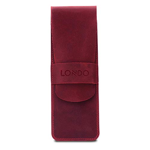 Image of Londo Genuine Leather Pen and Pencil Case with Tuck in Flap, Stationery Bag