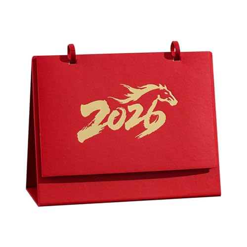 Calendario de escritorio del año del caballo,Accesorios de planificación de 12 meses para el año 2026 | Calendario de mesa de festival de primavera, para oficina, hogar, hotel, escuela, mesita de