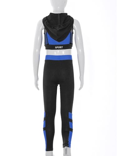 Girls 3 Pcs Gymnastics Dance Sports Outfits Crop Hoodies Tank Top with Jogger Pants Set for Hip Hop Streetwear4