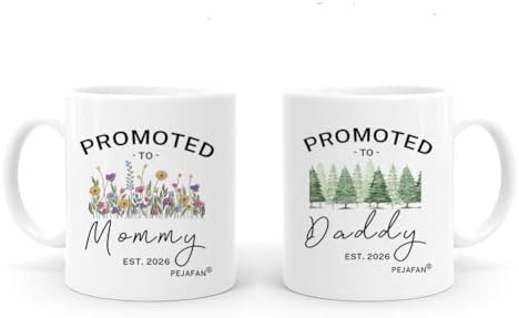 Promoted To Parents Mommy Daddy Est 2026 Coffee Mugs, New Mom and Dad First Time 2026 Gifts for Couples, Mommy and Daddy Gift Set (Parents 2026)