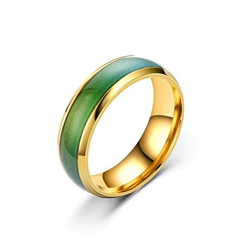 KnBoB 6MM Edelstahl Ring Pärchen Herren und Damen Ring Gold Ring mit Farbwechsel Mode Schmuck Trauring Größe 67 (21.3)